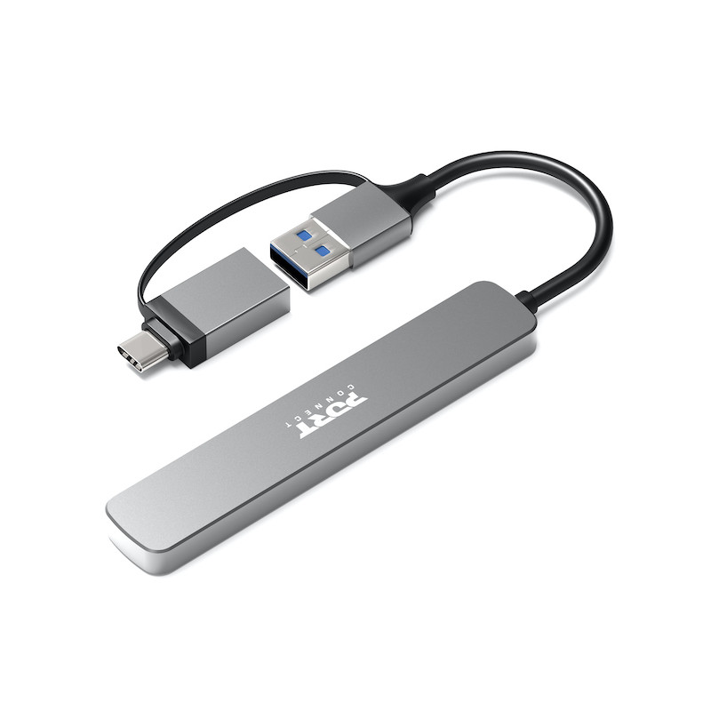USB 3.0 4 Port Hub – Compacto, rápido y USB-C PORT Connect
