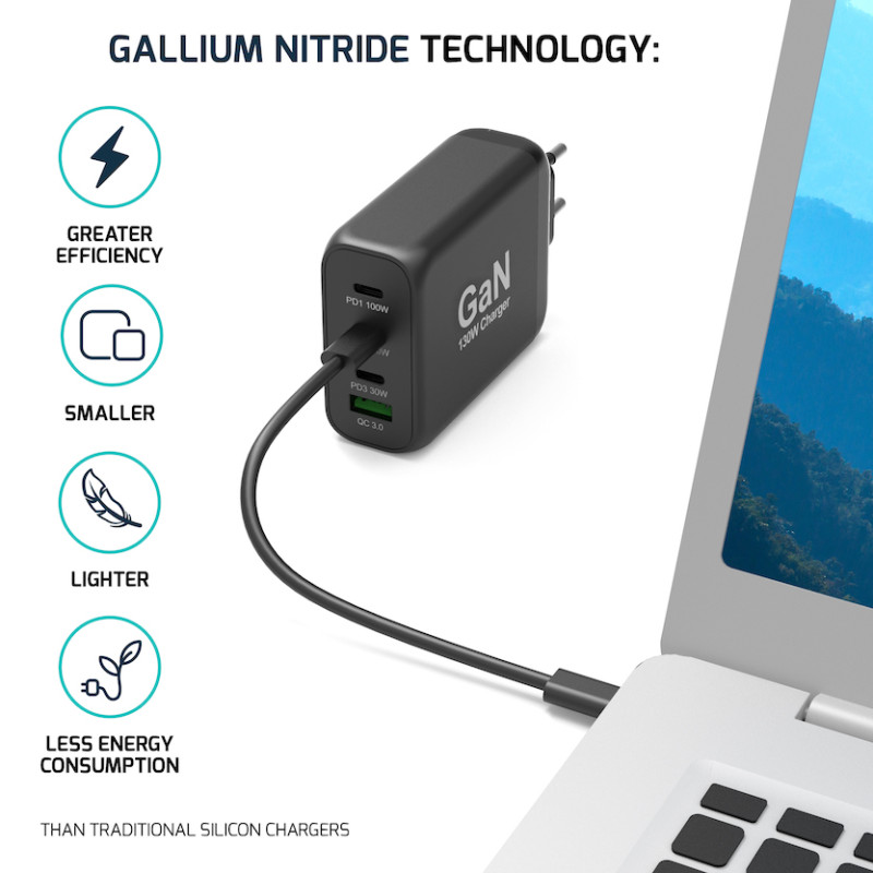 GaN 130W USB-C & USB-A Wall Charger – PORT Connect