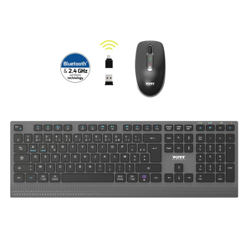Pack clavier souris sans fil OPTIMUM Azerty - Bluetooth e 2,4 GHz