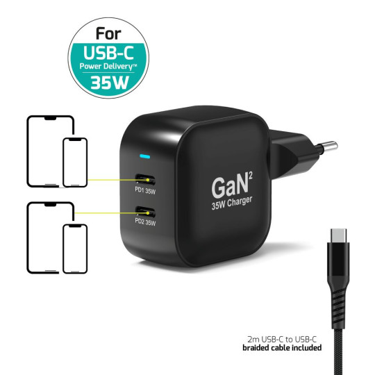 Chargeur GaN² 35W USB-C – Double  –