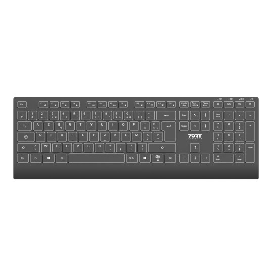 Clavier rétroéclairé sans fil Azerty – 2.4 GHz & Bluetooth | PORT Connect