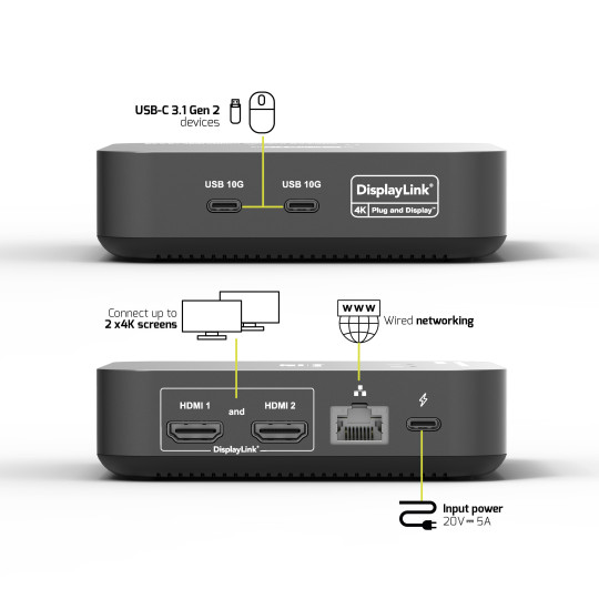 Station d’accueil USB-C 2x4K 85W – PORT Connect