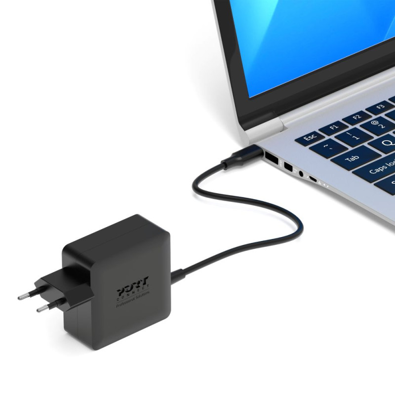 Cargador USB-C GaN 65 W con cable fijo –