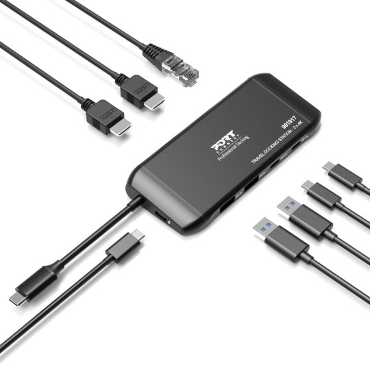 Estação de acoplamento USB-C 2x 4K 100 W 7 portas | PORT Connect