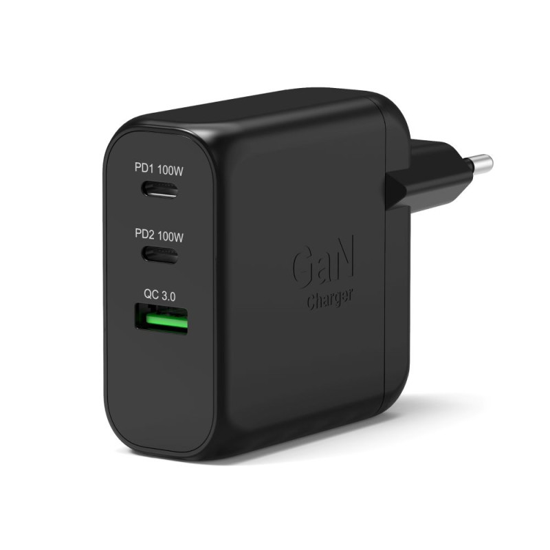 Chargeur GaN 100W USB-C & USB-A PORT Connect – Rapide, Compact, 3 appareils