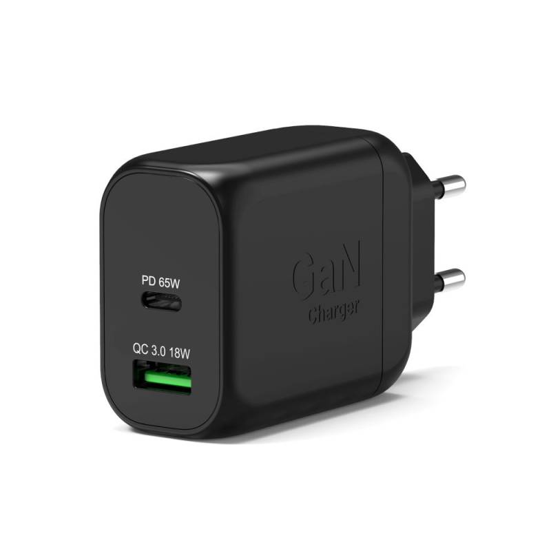 65W GaN Wall Charger with USB-C and USB-A ports | Compact fast charging – PORT Connect