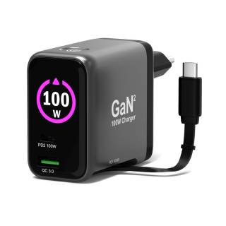 Chargeur mural GaN² 100W PD 3.0 OLED USB-C – PORT Connect
