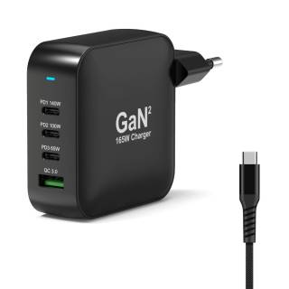 PRO 165W GaN USB-C Wall Charger with PD 3.1 + 2m USB-C cable