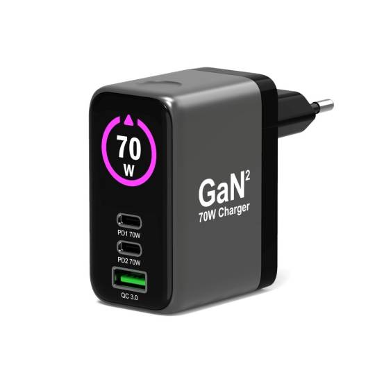 70W GaN USB-C PD Wall Charger with OLED Display | PORT Connect
