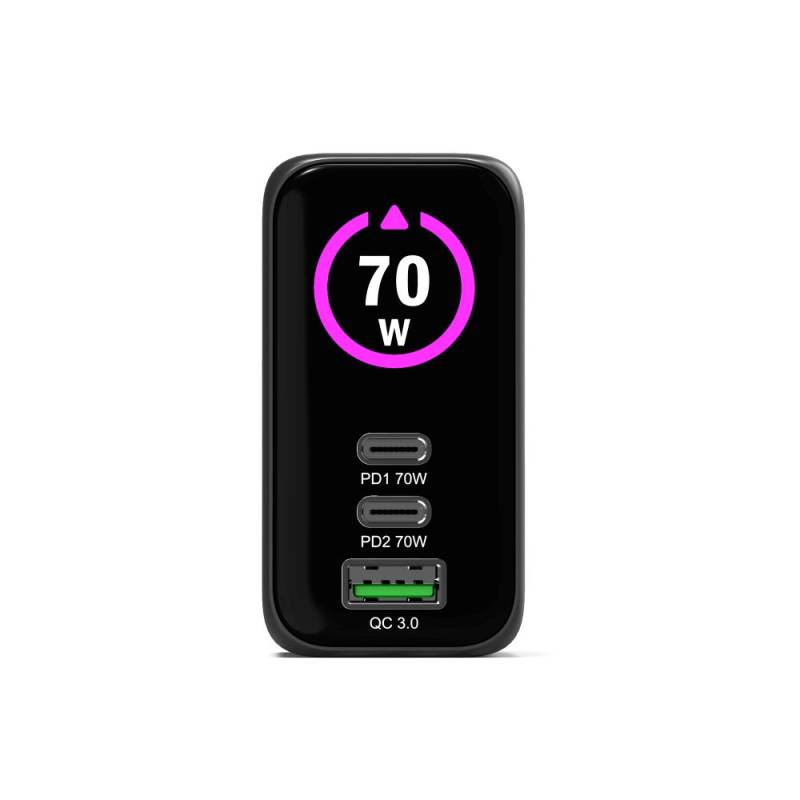 Chargeur Mural GaN 70W USB-C PD avec Écran OLED | PORT Connect