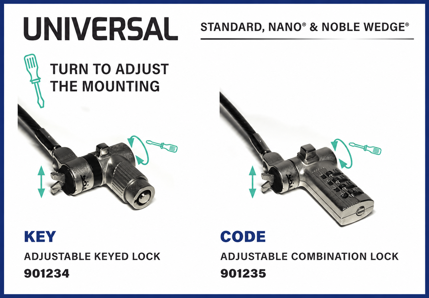 Verrous UNIVERSEL adaptables Standard, Nano® et Noble Wedge® PORT Connect Verrous UNIVERSEL adaptables Standard, Nano® et Noble Wedge® PORT Connect