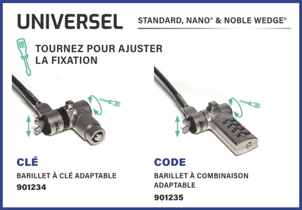 Verrous UNIVERSEL adaptables Standard, Nano&reg; et Noble Wedge&reg; PORT Connect