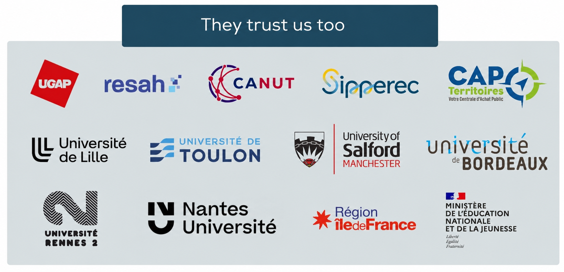 Grandes entreprises qui nous font confiance dans diff&eacute;rents domaines