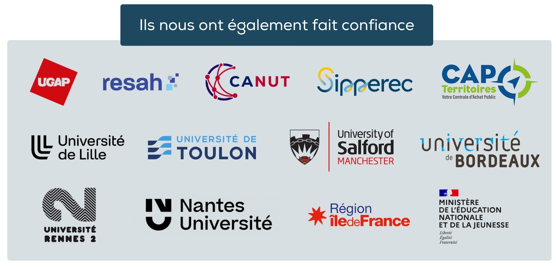 Grandes entreprises qui nous font confiance dans diff&eacute;rents domaines